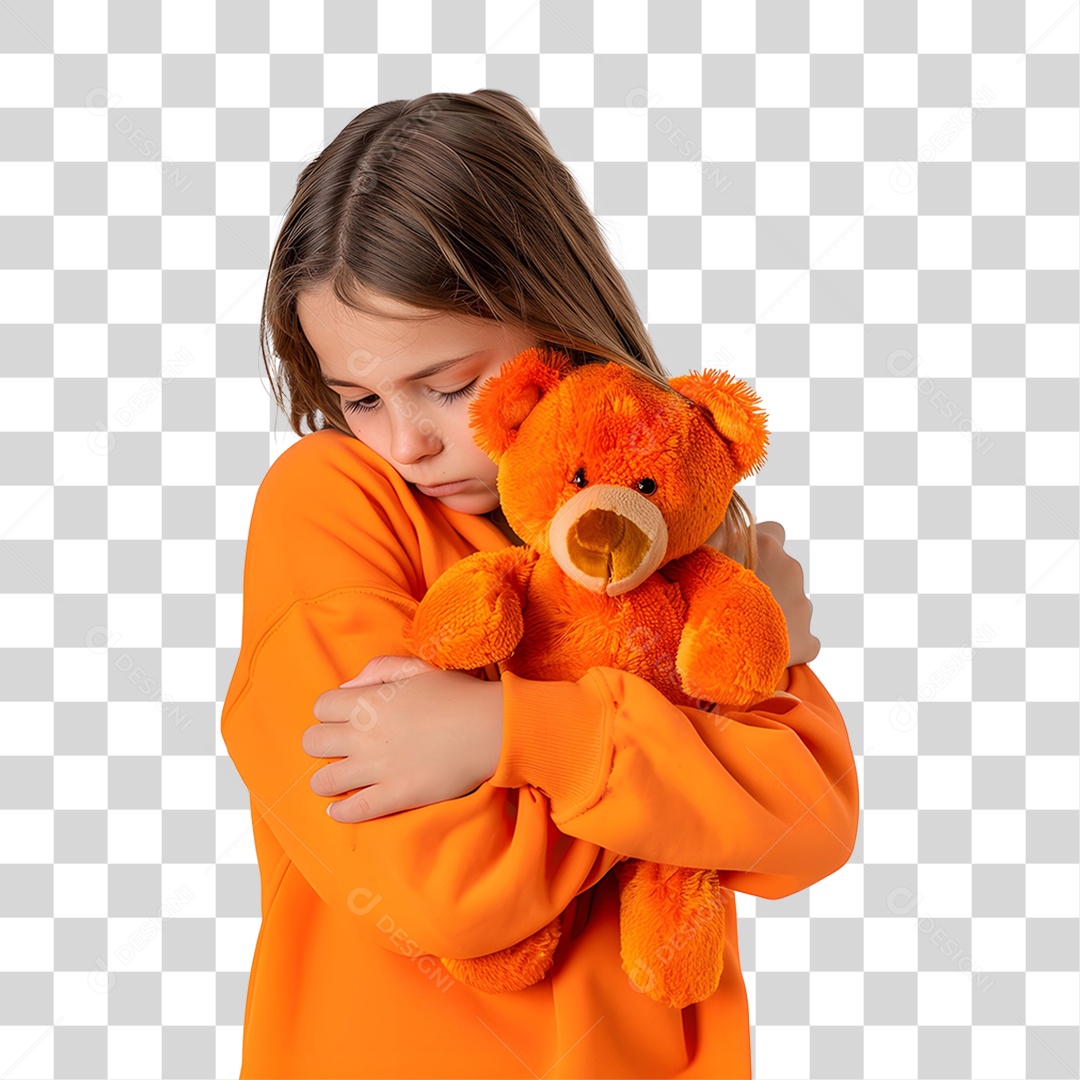 Criança Vestida com Roupa Laranja PNG Transparente