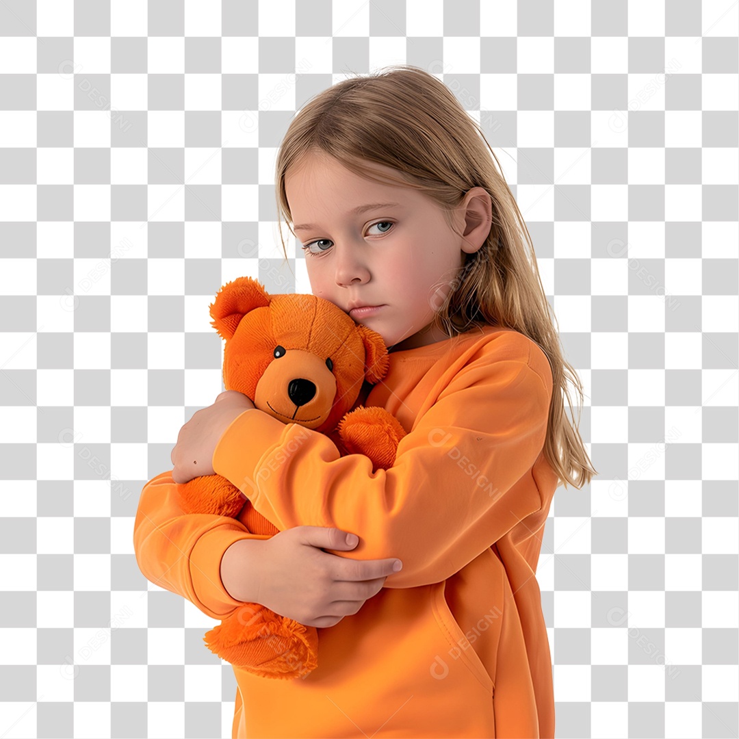 Criança Vestida com Roupa Laranja PNG Transparente