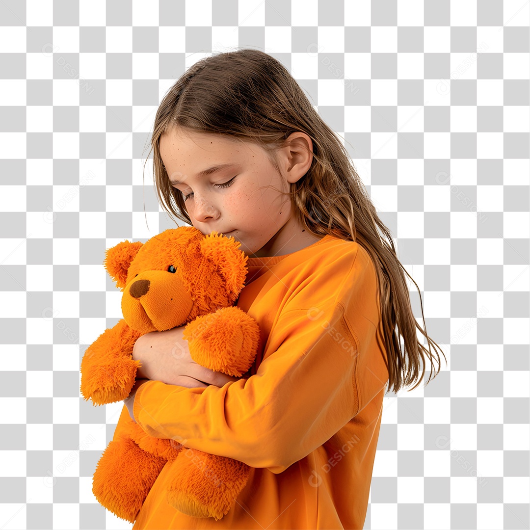 Criança Vestida com Roupa Laranja PNG Transparente