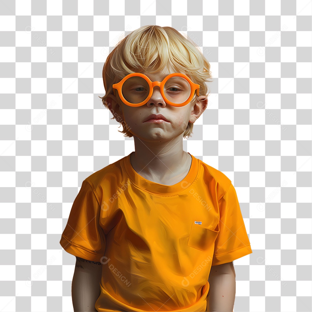 Criança Vestida com Roupa Laranja PNG Transparente