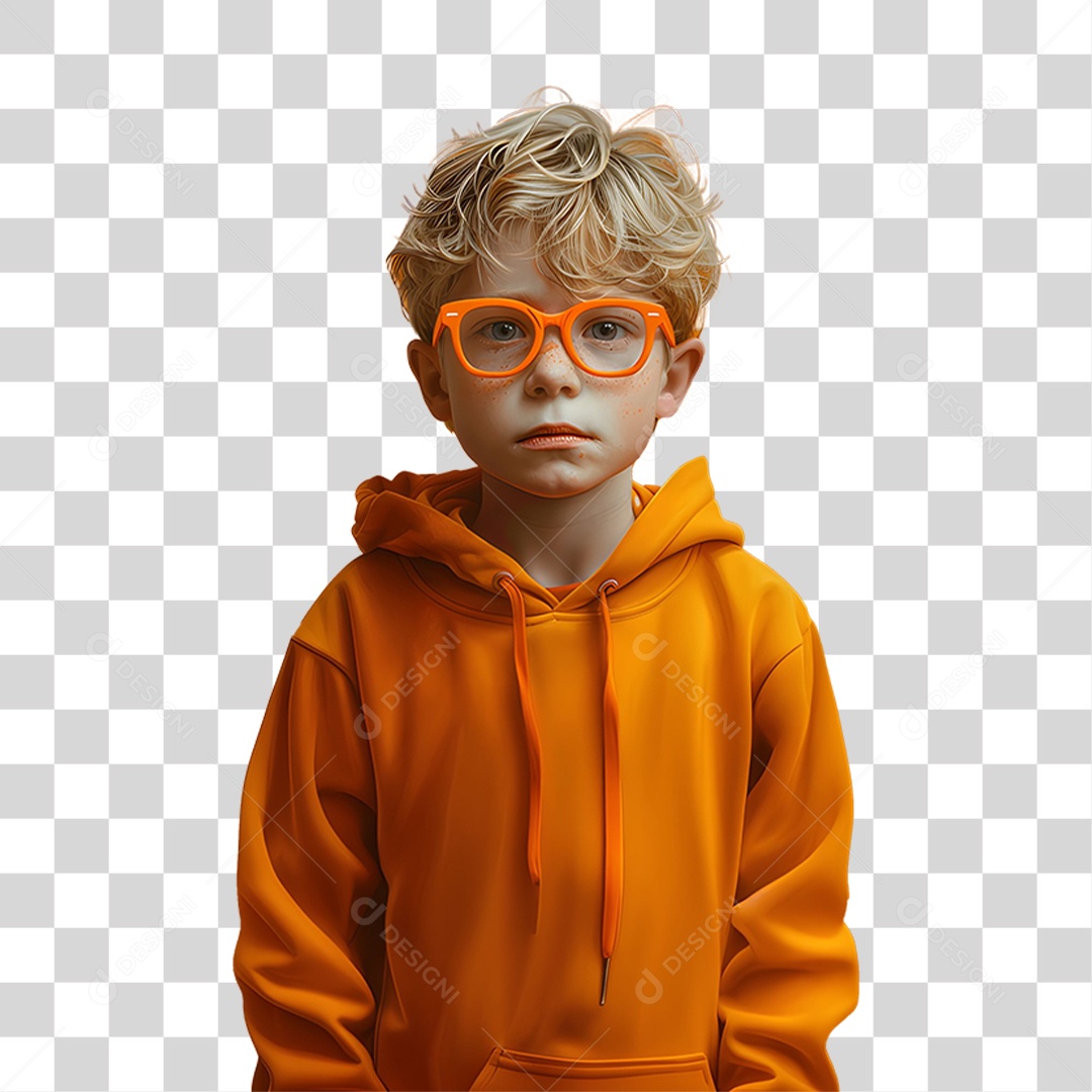 Criança Vestida com Roupa Laranja PNG Transparente
