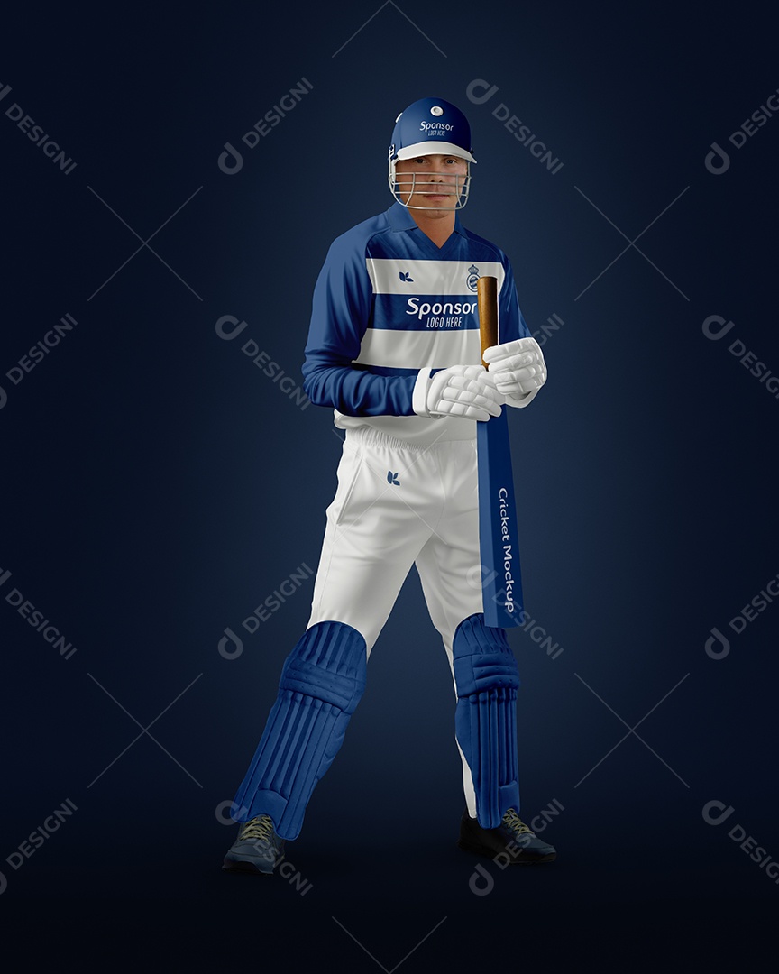 Uniforme de Cricket PSD Editável Mockup