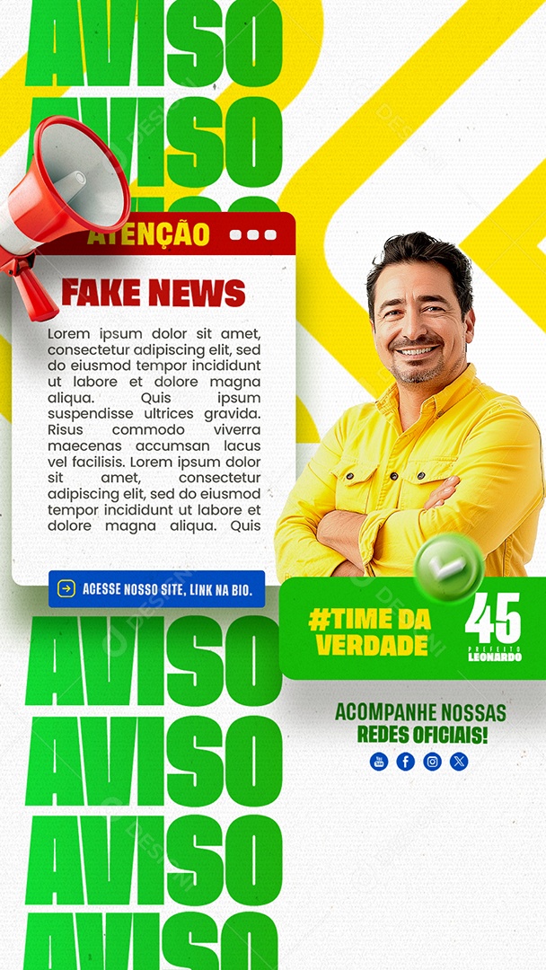 Story Atenção Fake News Social Media PSD Editável