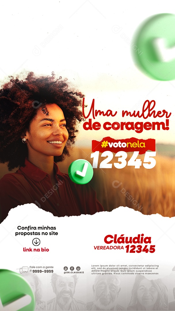 Story Uma Mulher de Coragem Voto Nela Social Media PSD Editável