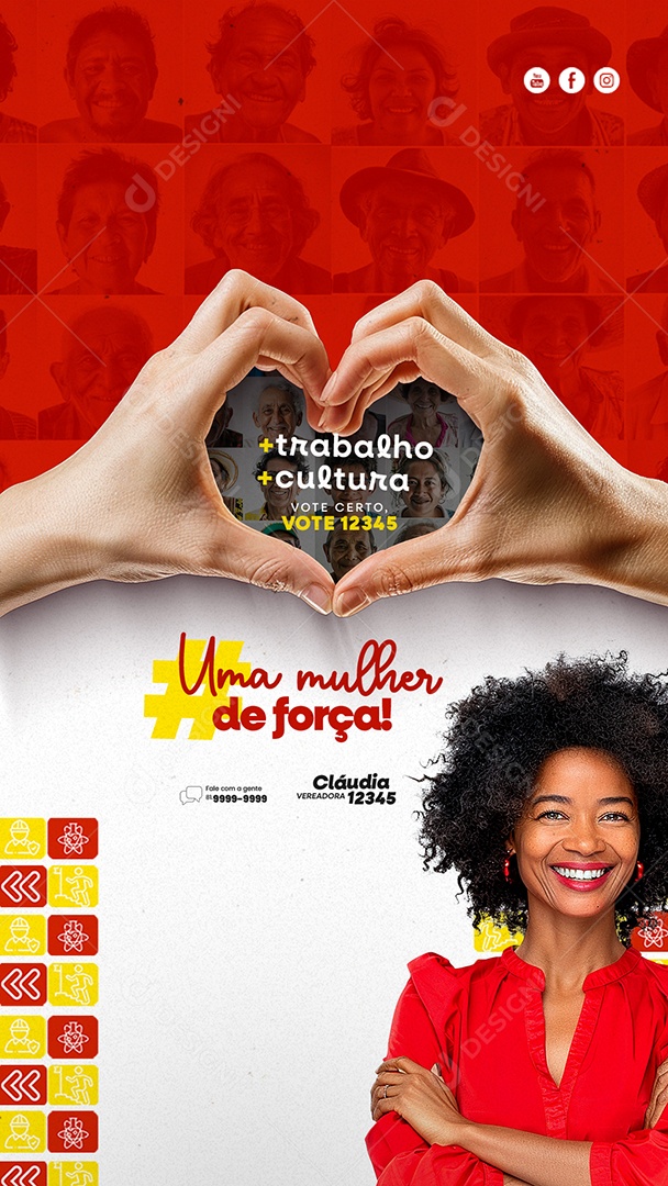 Story Trabalho Cultura Vote Certo uma Mulher de Força Social Media PSD Editável