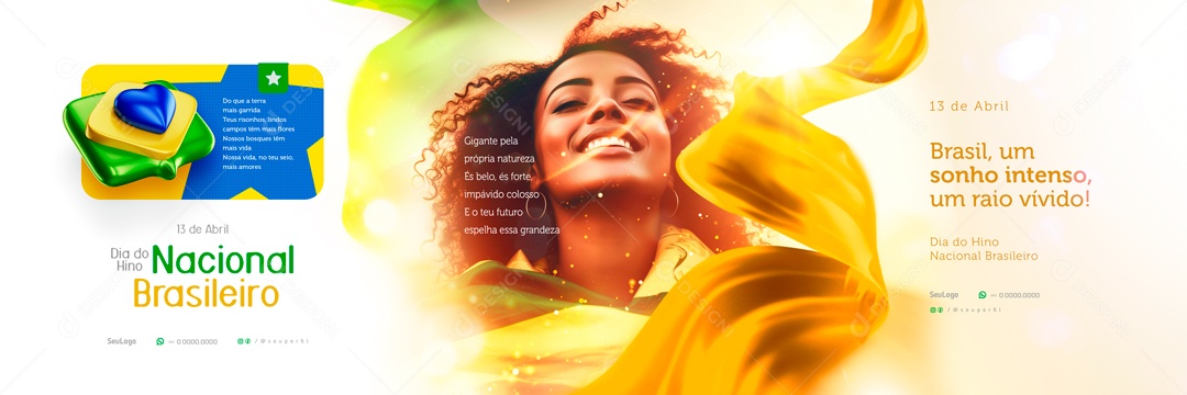 Carrossel Hino Nacional Brasileiro Brasil um Sonho Intenso um Raio Vivido Social Media PSD Editável