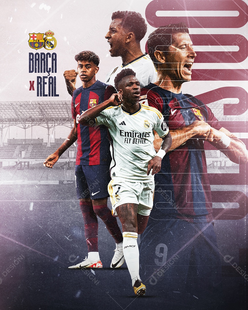 Jogo de Futebol Real Madri x Barcelona Social Media PSD Editável