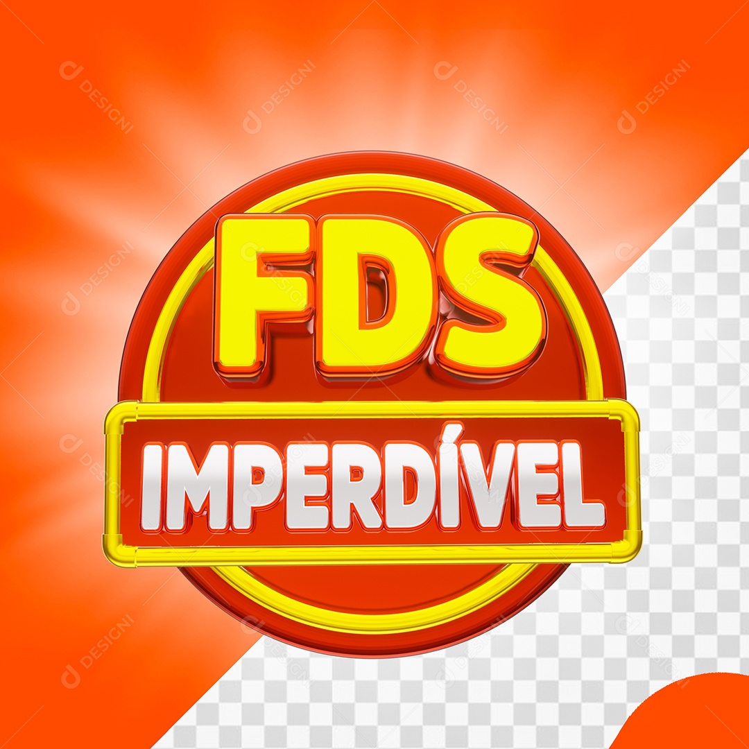 Selo 3D Varejo FDS Final de Semana Imperdível  PSD