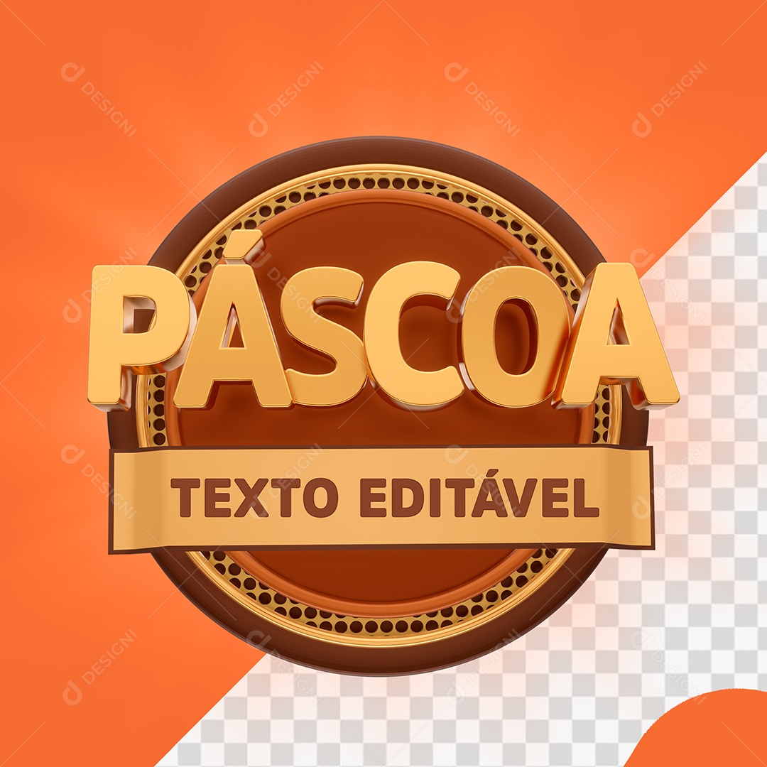 Selo 3d Varejo Páscoa Texto Editável PSD