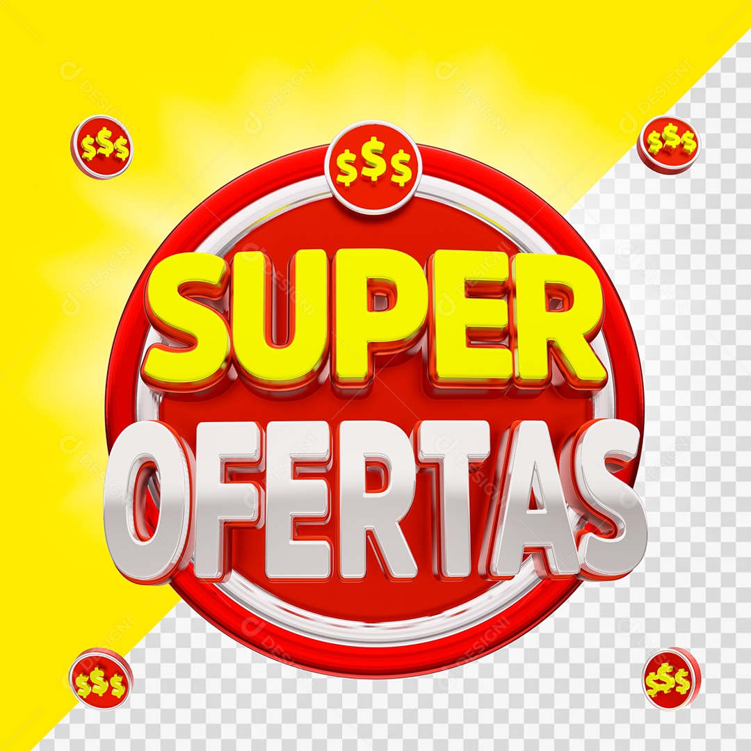 Selo 3D Varejo Super Ofertas Para Composição PSD