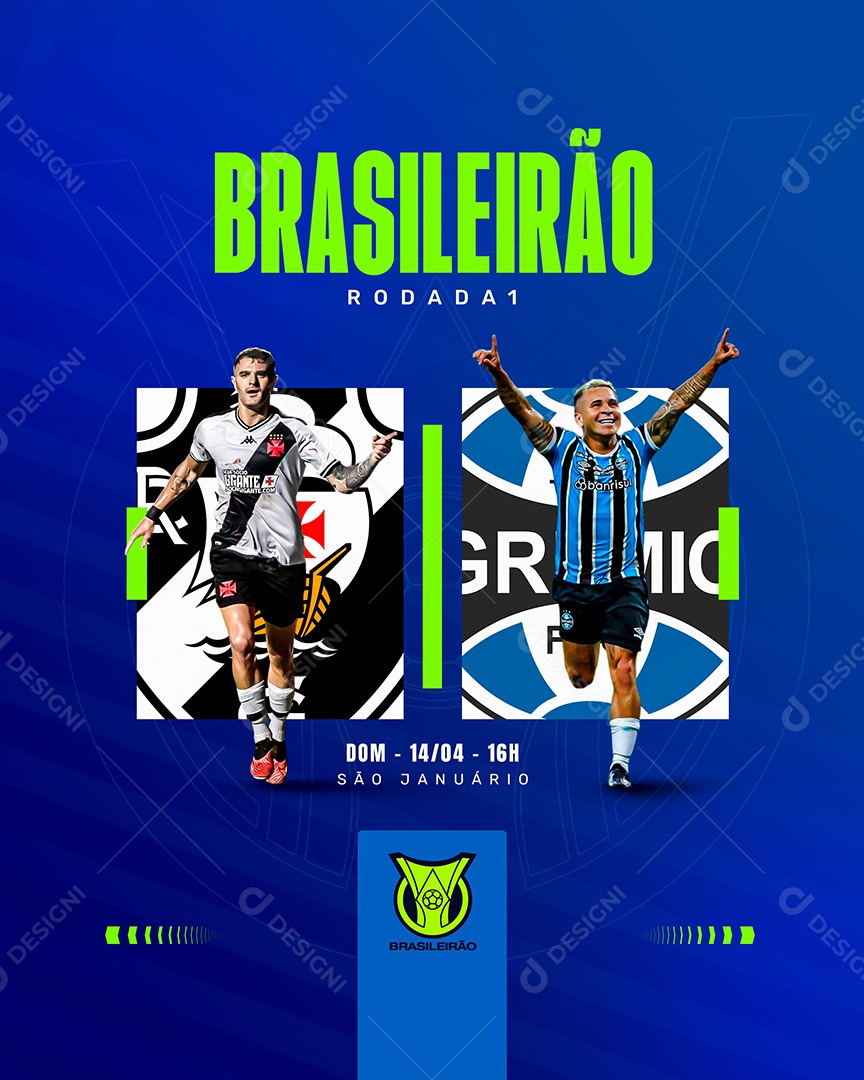Futebol Brasileirão Rodada 1 Vasco X Gremio Social Media PSD Editável