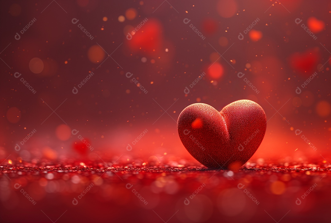 Um fundo vermelho com corações brilhantes