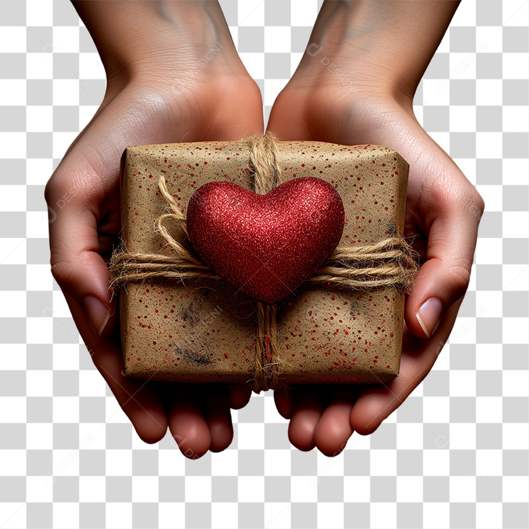 Mãos com Caixa de Presente PNG Transparente