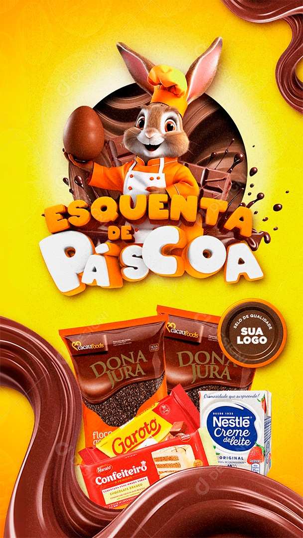 Story Esquenta de Páscoa Supermercado Produtos Chocolates Social Media PSD Editável