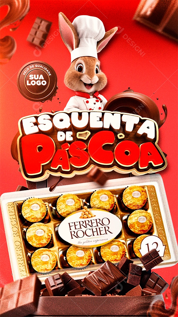 Story Esquenta de Páscoa Supermercado Ferrero Rocher Social Media PSD Editável