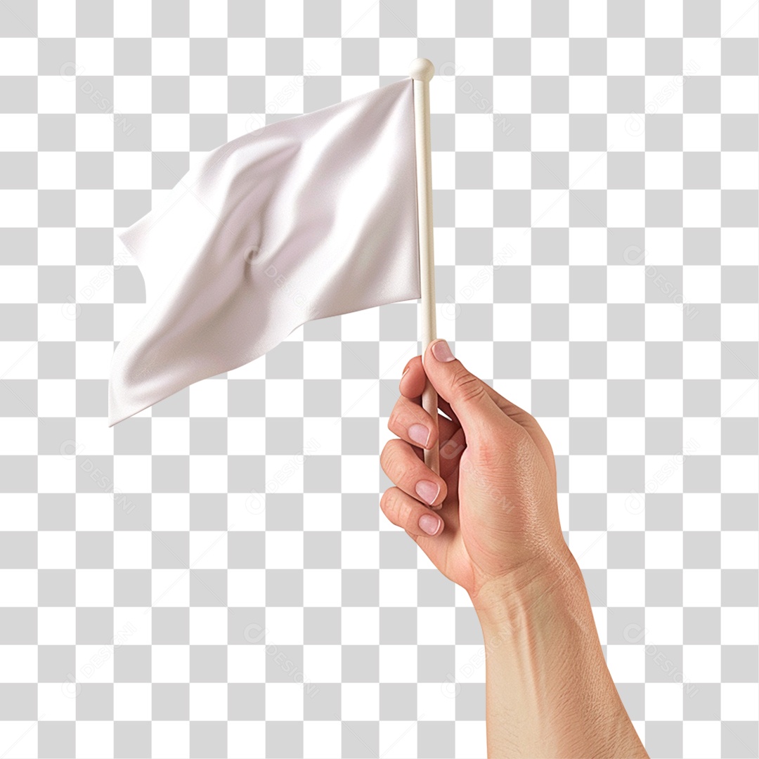 Mão Segurando Uma Pequena Bandeira Branca PNG Transparente