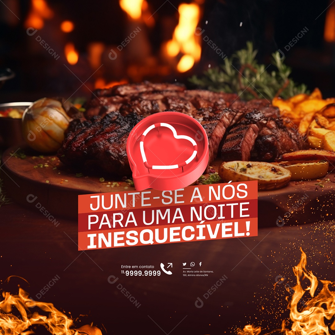Restaurante Junte se a Nós para Uma Noite Inesquecível Social Media PSD Editável