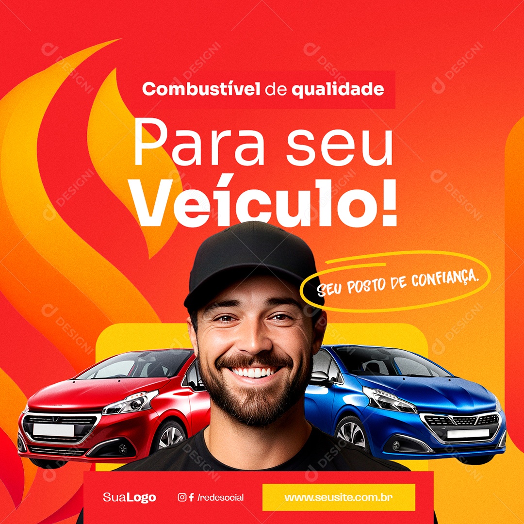 Social Media Posto de Gasolina Combustível de Qualidade para Seu Veículo PSD Editável
