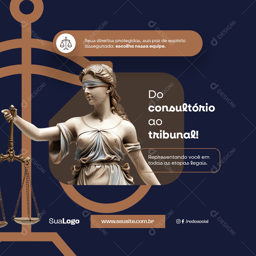 Advocacia Do Consultório ao Tribunal Social Media PSD Editável