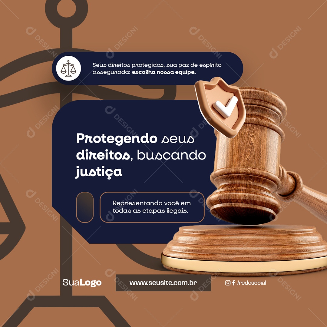 Advocacia Protegendo seus Direitos Buscando Justiça Social Media PSD Editável
