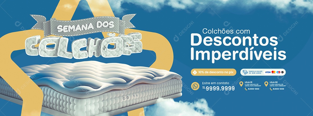 Semana dos Colchões Web Banner Descontos Imperdíveis Social Media PSD Editável