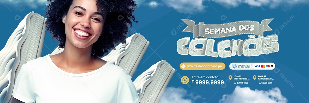 Banner Semana dos Colchões 10% de Desconto no Pix Social Media PSD Editável