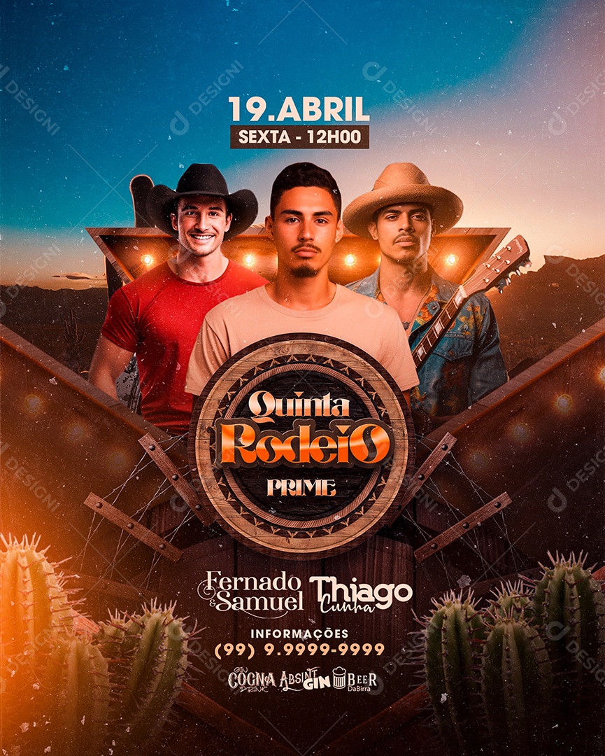 Flyer Quinta Rodeio Prime Fernado e Samuel Thiago Cunha Social Media PSD Editável