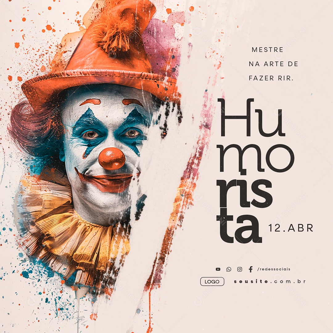 Dia Do Humorista 12 De Abril Mestre na Arte de Fazer Ir Social Media PSD Editável