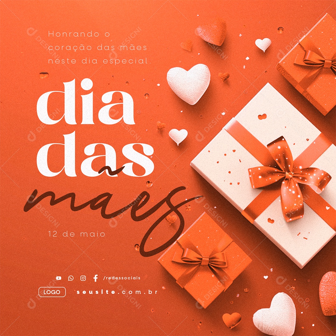 Dia Das Mães 12 de Maio Honrando o Coração das Mães Social Media PSD Editável