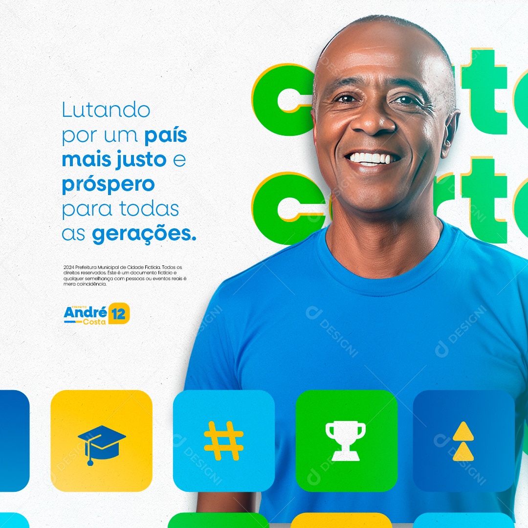 Campanha Politica Prefeito André Costa Certo Social Media PSD Editável
