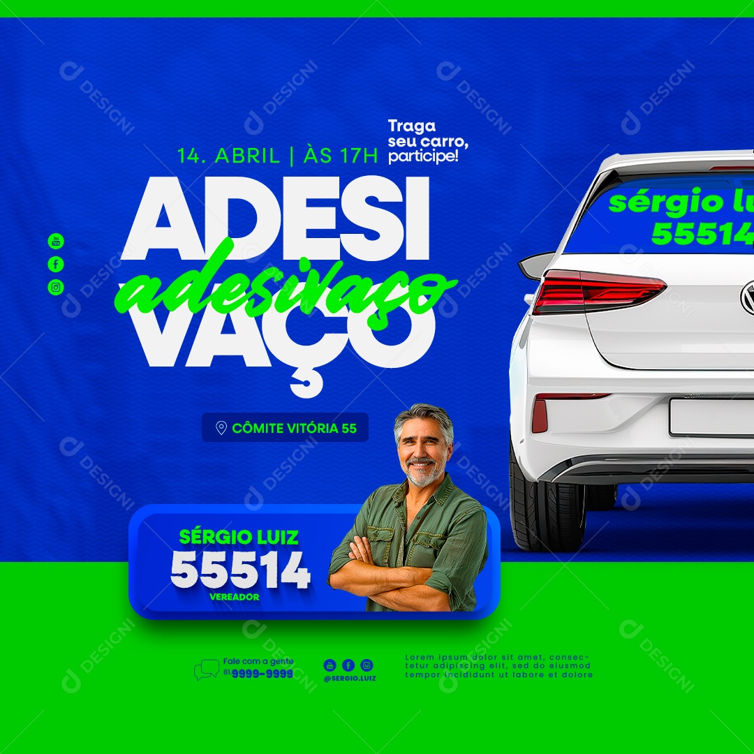 Adesivaço Traga seu Carro Participe Social Media PSD Editável