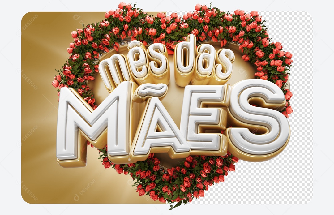 Mês das Mães Selo 3D para Composição PSD