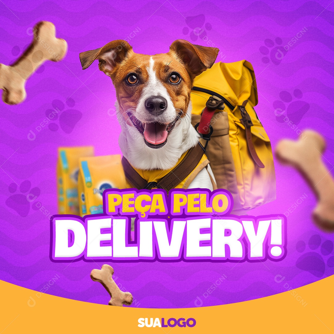 Pet Shop Peça Pelo Delivery Social Media PSD Editável
