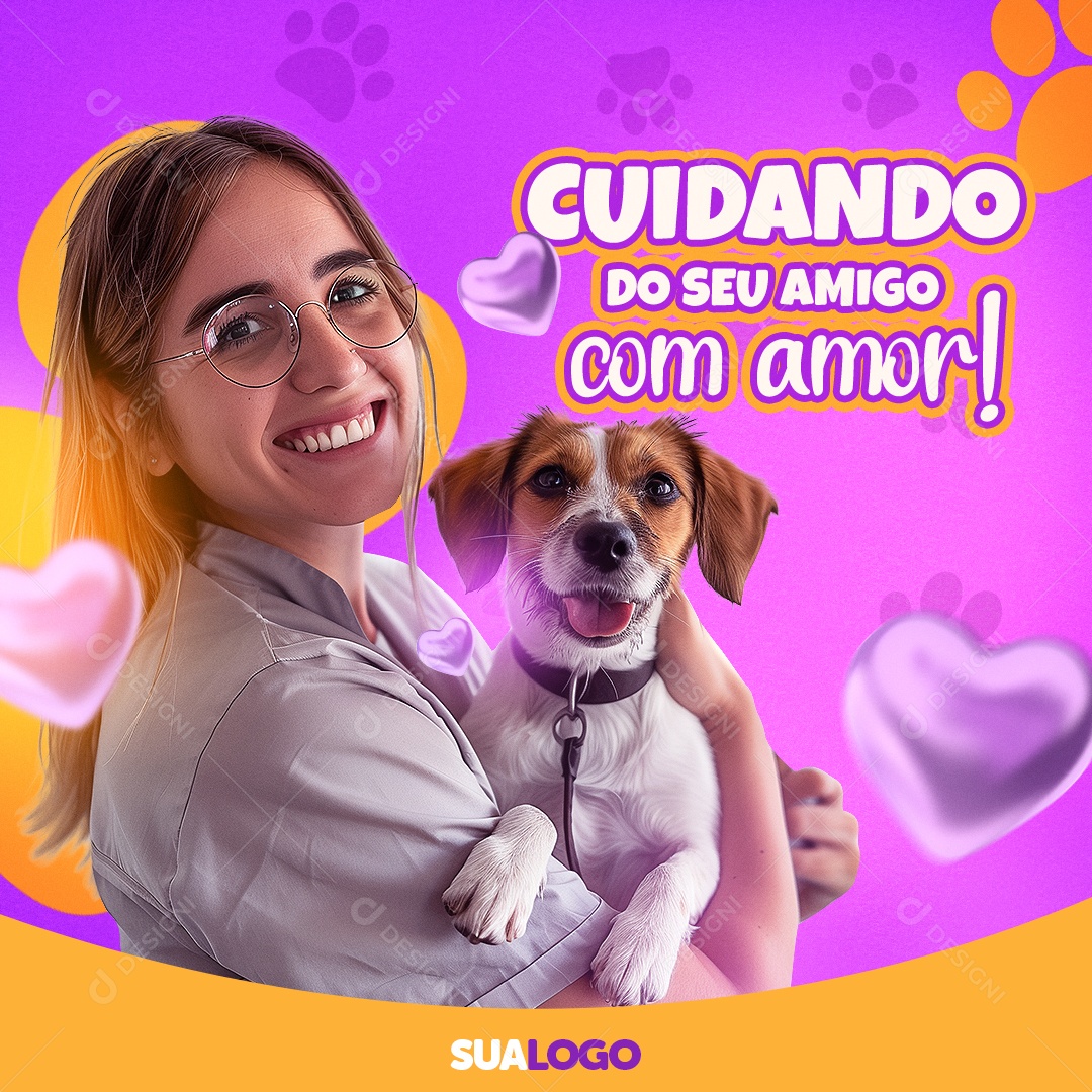 Pet Shop Cuidando do Seu Amigo com Amor Social Media PSD Editável