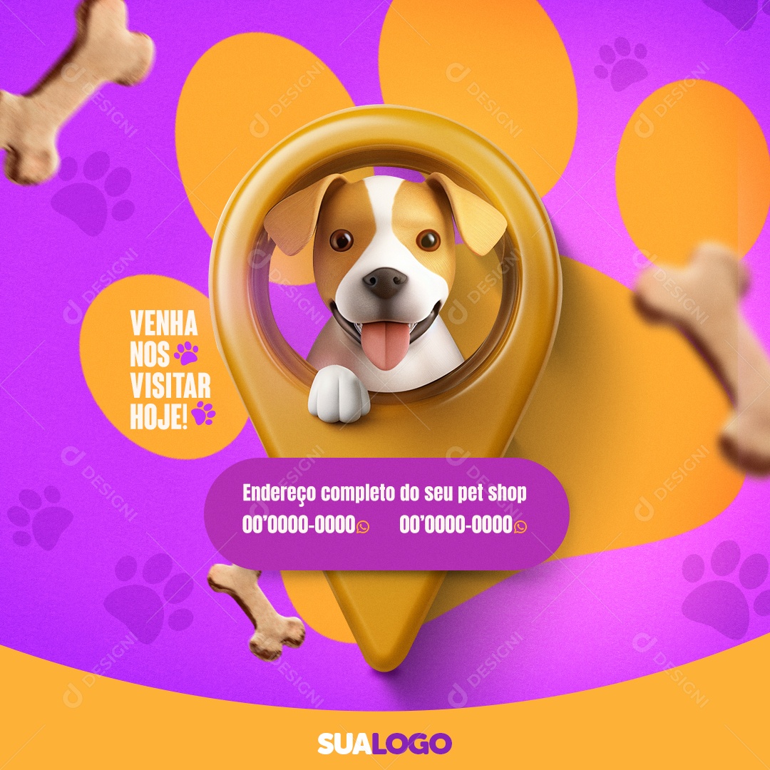 Pet Shop Venha nos Visitar Hoje Social Media PSD Editável
