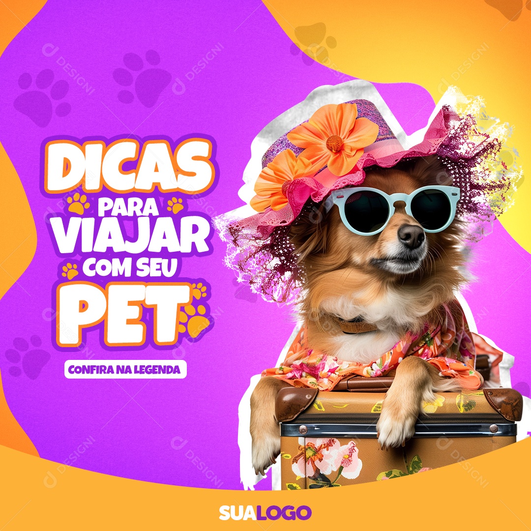 Pet Shop Dicas para Viajar com Seu Pet Social Media PSD Editável