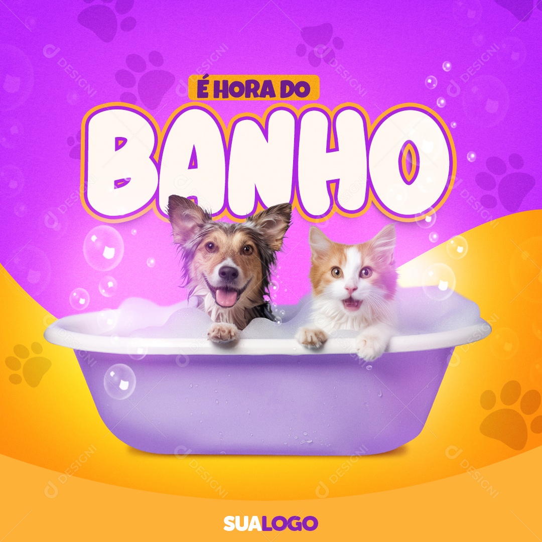 Pet Shop É Hora do Banho Social Media PSD Editável