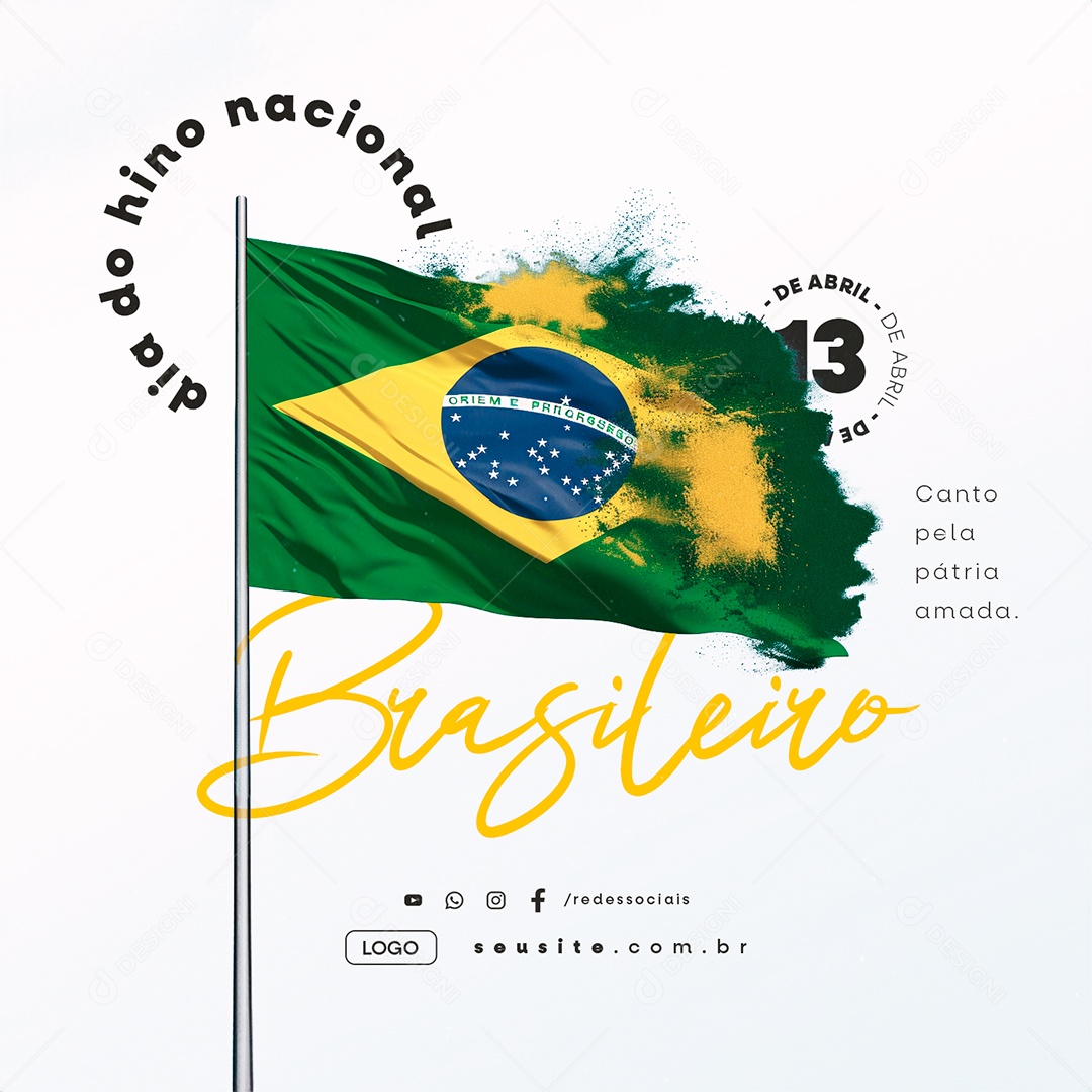 Brazilian National Anthem Day April 13 Song for the Beloved Country Social Media PSD Editable