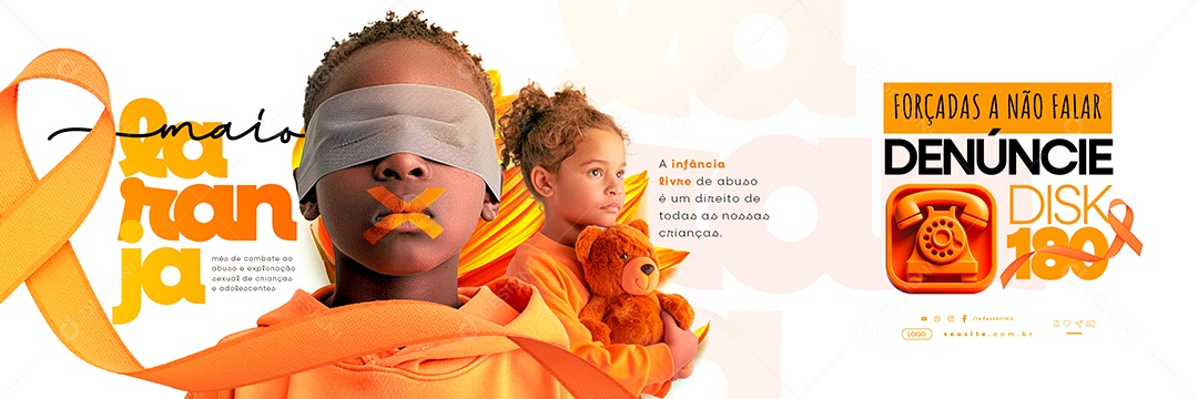 Carrossel Maio Laranja Mês de Combate Ao Abuso e Exploração Sexual de CriançasSocial Media PSD Editável