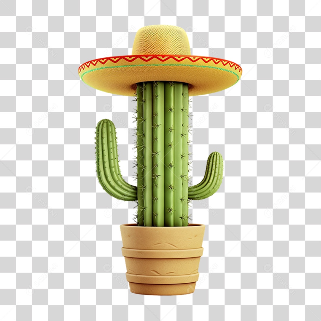 Elemento 3D Cacto para composição PNG Transparente