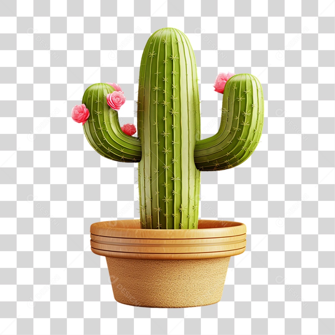 Elemento 3D Cacto para composição PNG Transparente
