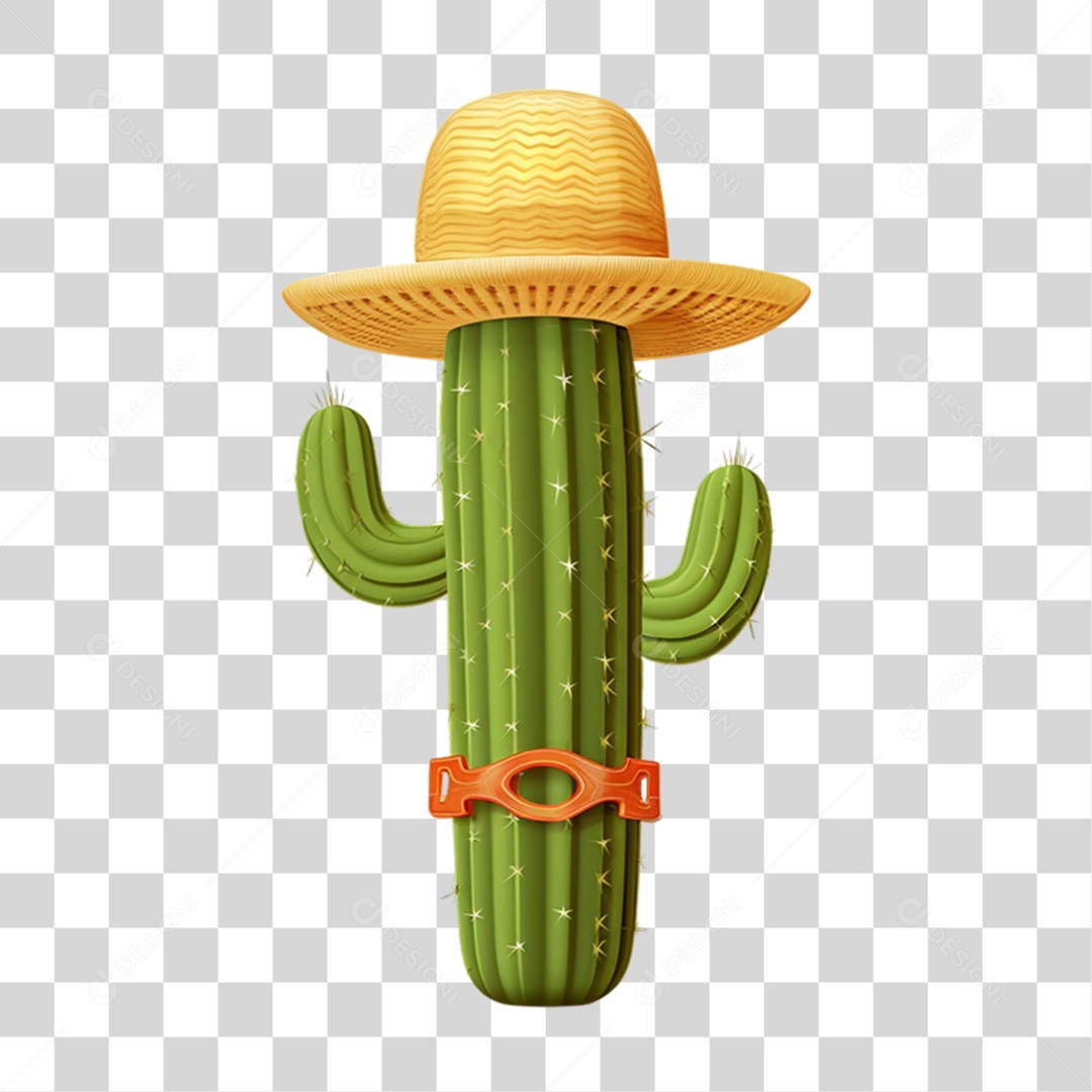 Elemento 3D Cacto para composição PNG Transparente
