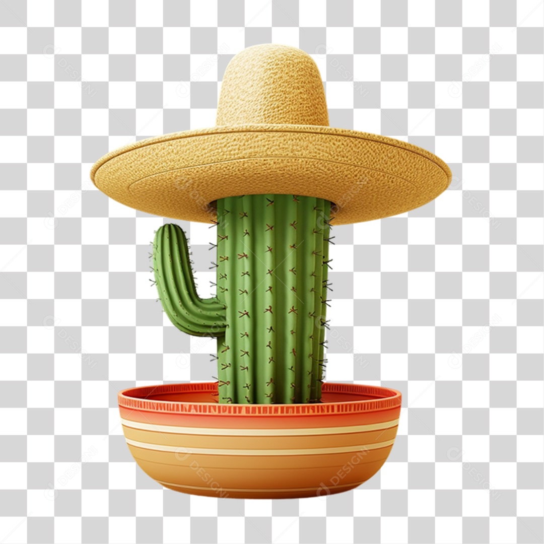 Elemento 3D Cacto para Composição PNG Transparente