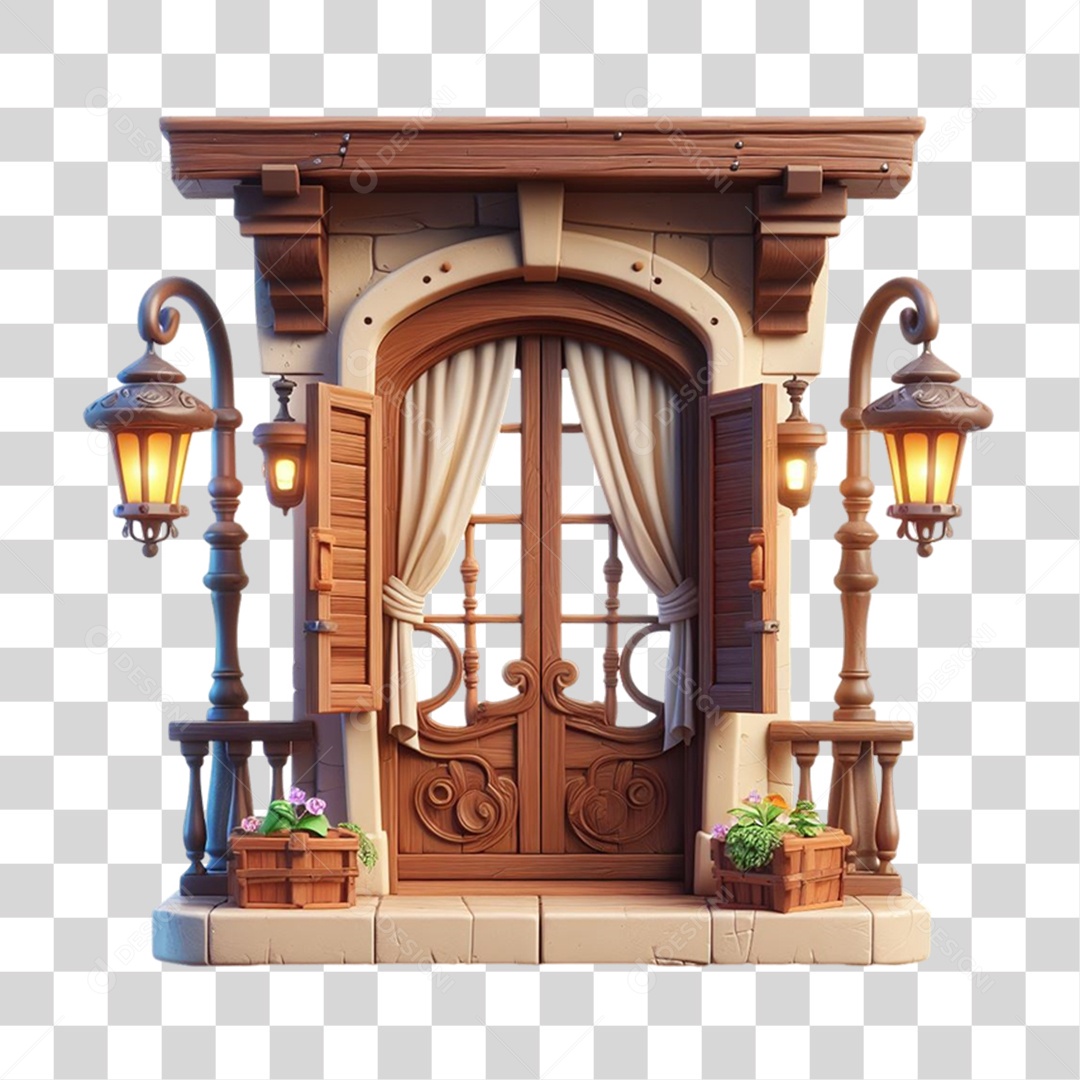 Elemento 3D Varanda janela PNG Transparente