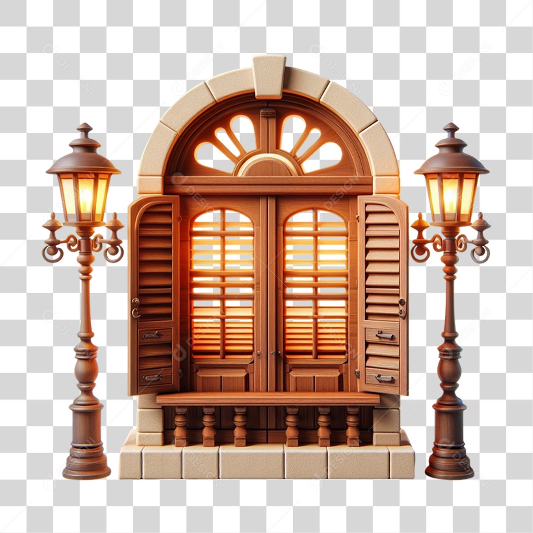 Elemento 3D Varanda janela PNG Transparente