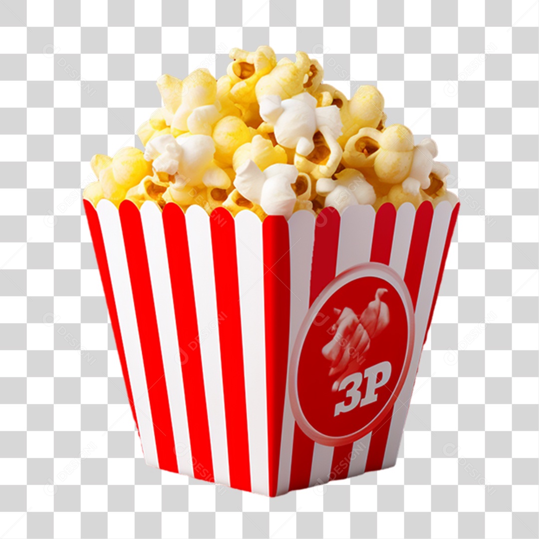 Elemento 3D Pipoca Cinema PNG Transparente
