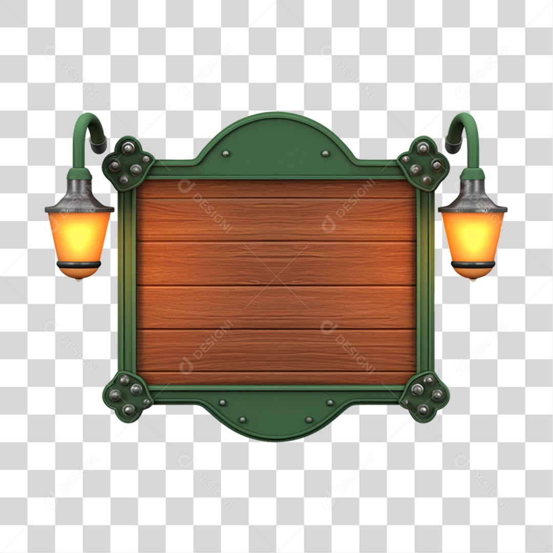 Elemento 3D Placa de Madeira Para Composição PNG Transparente