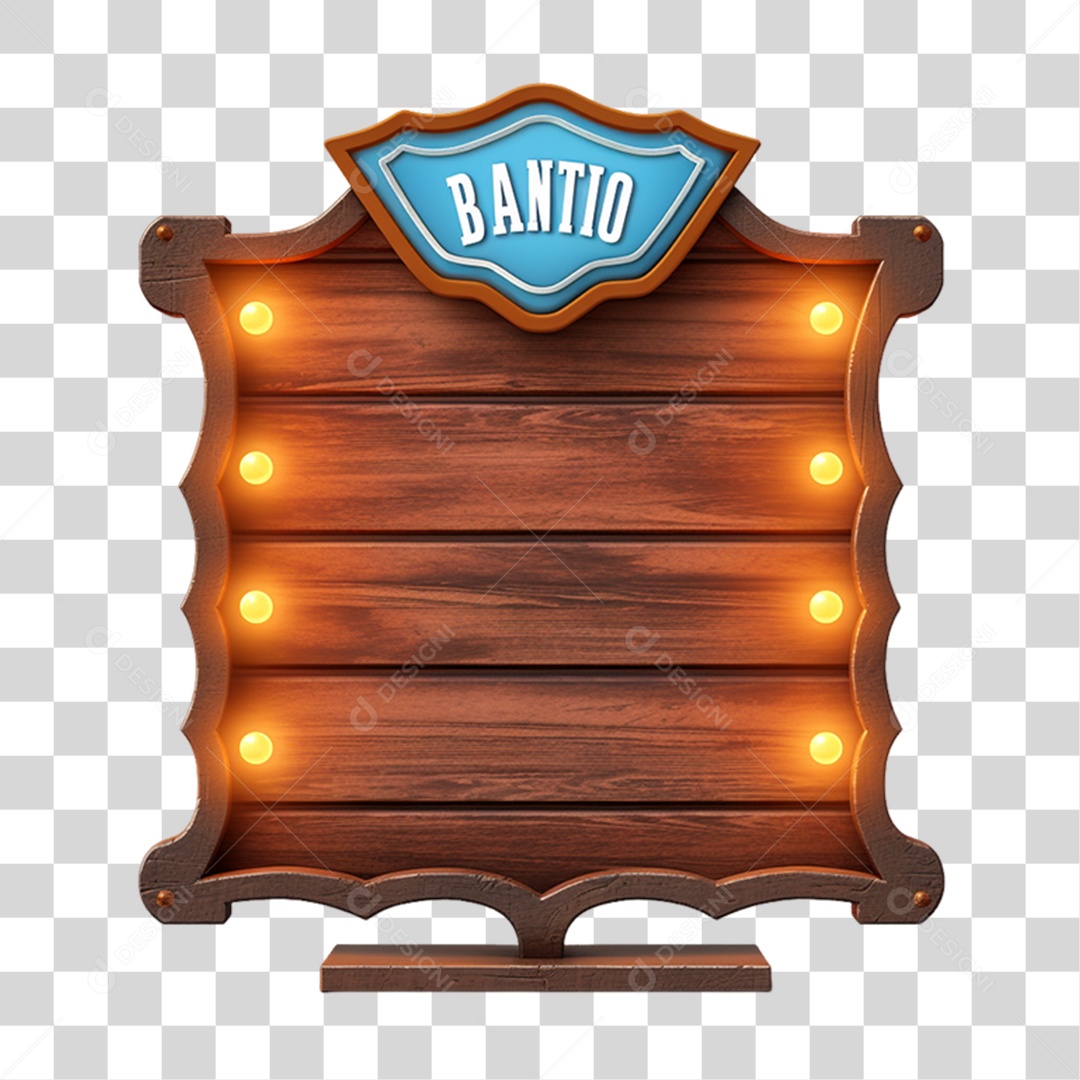 Elemento 3D Placa de Madeira Para Composição PNG Transparente