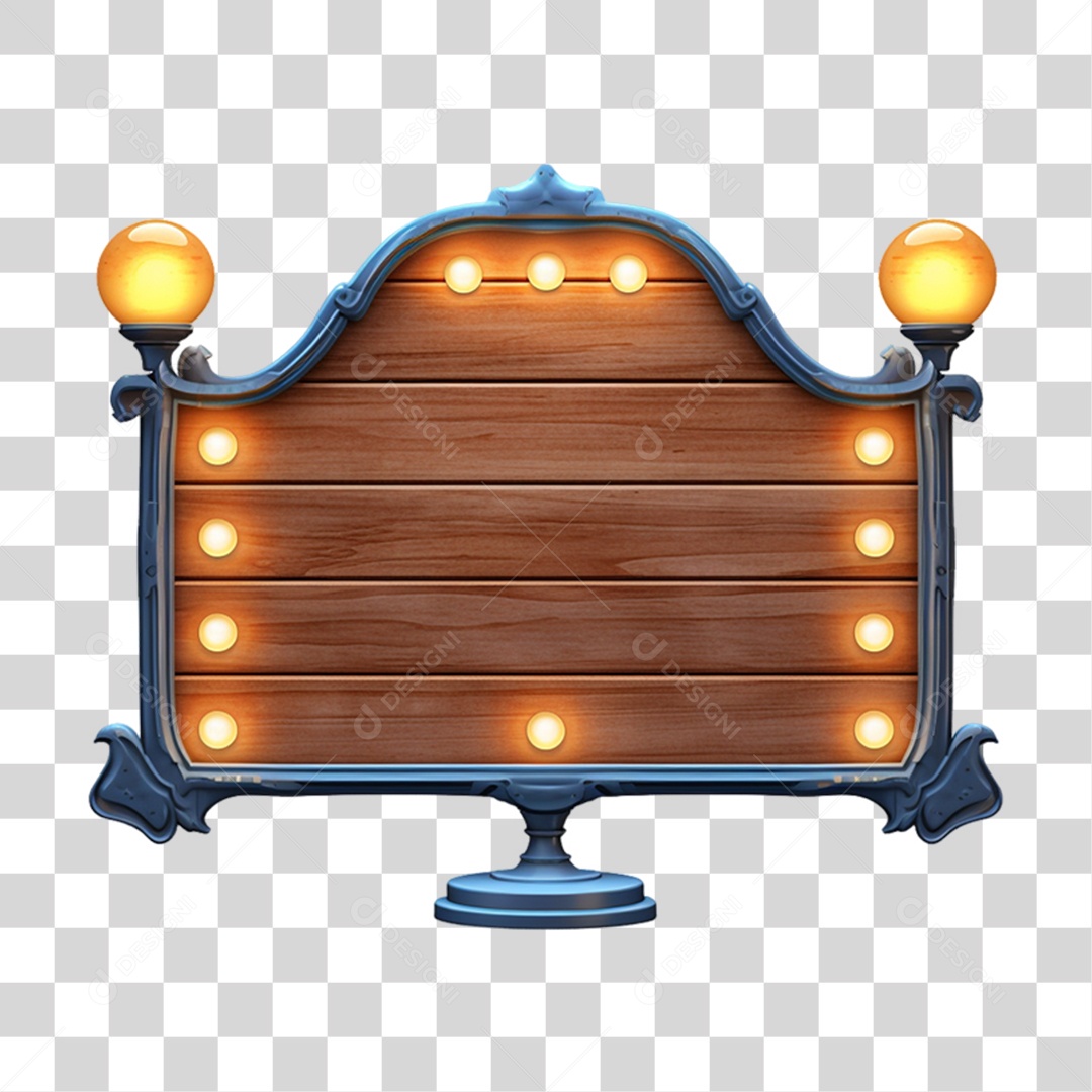 Elemento 3D Placa de Madeira Para Composição PNG Transparente