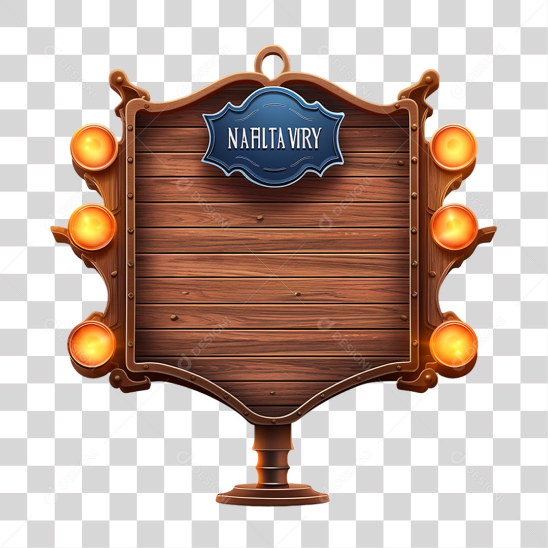 Elemento 3D Placa de Madeira Para Composição PNG Transparente